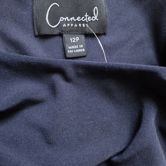 NWT CONNECTED NAVY BLUE STRETCH POLYESTER ASYMMETRICAL SHEATH EVENING DRESS 12P - Picture 7 of 7